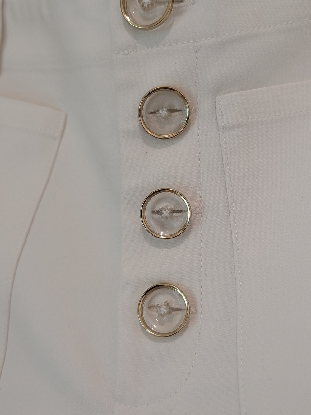 Ramy Brook White Wide-Leg Button-Front Chinos Size 14 - Picture 2 of 13
